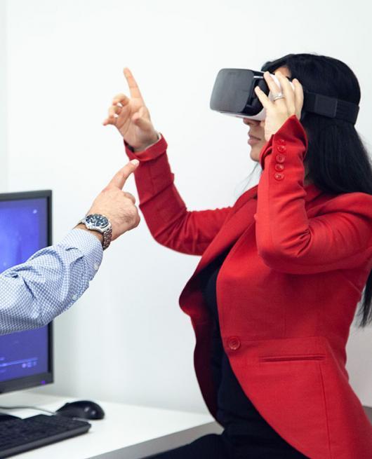 Woman using VR Headset